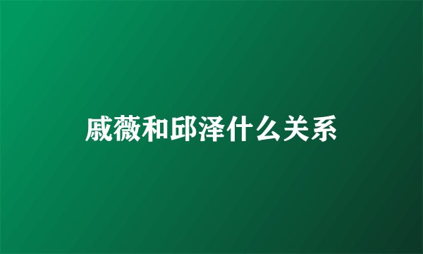 戚薇和邱泽什么关系