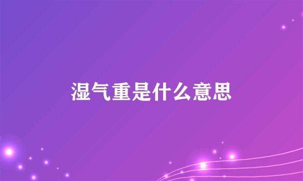 湿气重是什么意思