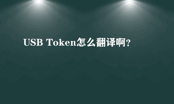 USB Token怎么翻译啊？