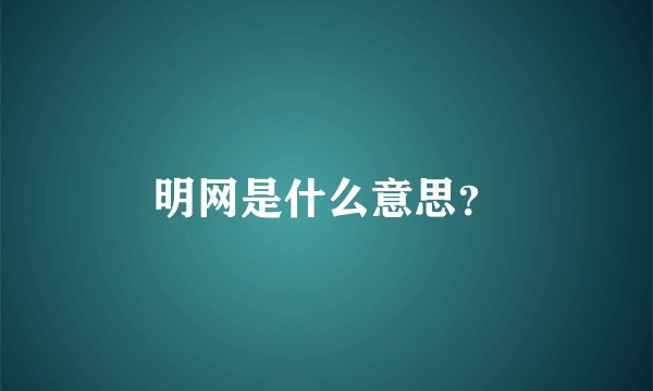 明网是什么意思?