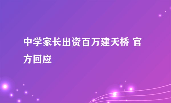 中学家长出资百万建天桥 官方回应