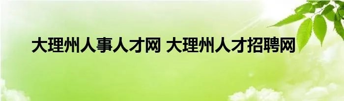 大理州人事人才网 大理州人才招聘网