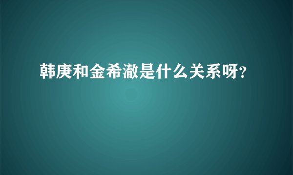 韩庚和金希澈是什么关系呀？