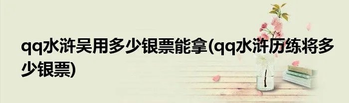qq水浒吴用多少银票能拿(qq水浒历练将多少银票)