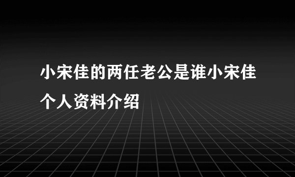 小宋佳的两任老公是谁小宋佳个人资料介绍
