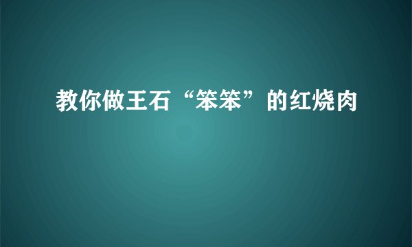 教你做王石“笨笨”的红烧肉