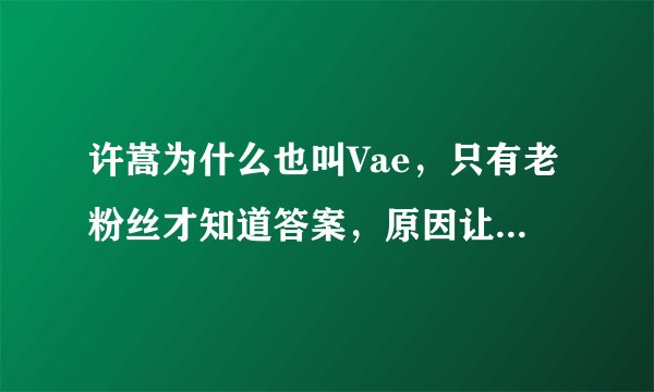 许嵩为什么也叫Vae，只有老粉丝才知道答案，原因让人感动！