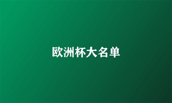 欧洲杯大名单