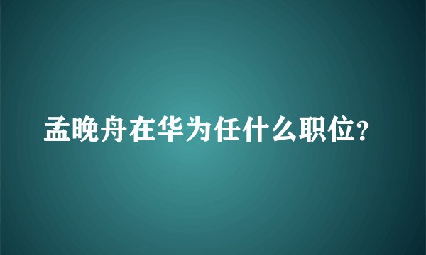 孟晚舟在华为任什么职位?