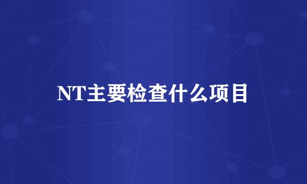 NT主要检查什么项目