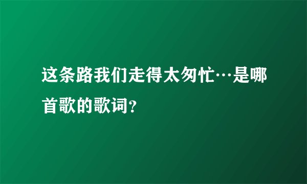 这条路我们走得太匆忙…是哪首歌的歌词？