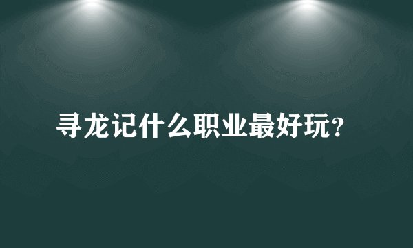 寻龙记什么职业最好玩？