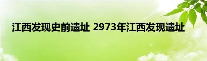 江西发现史前遗址 2973年江西发现遗址