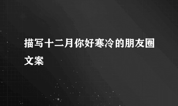 描写十二月你好寒冷的朋友圈文案