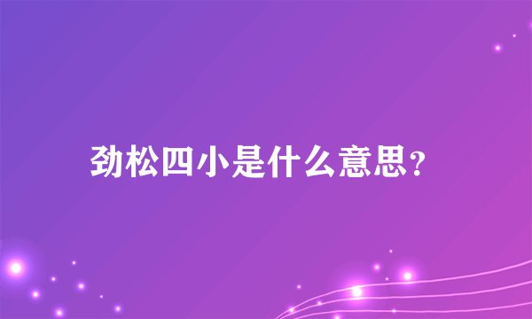 劲松四小是什么意思？