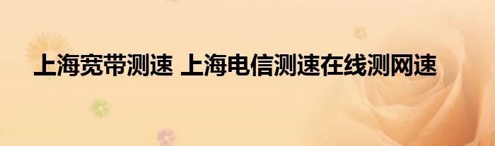 上海宽带测速 上海电信测速在线测网速