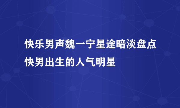 快乐男声魏一宁星途暗淡盘点快男出生的人气明星