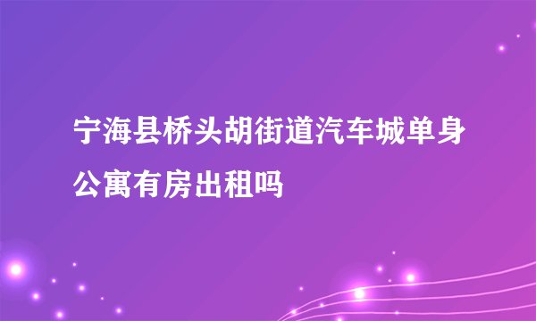 宁海县桥头胡街道汽车城单身公寓有房出租吗
