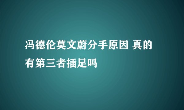 冯德伦莫文蔚分手原因 真的有第三者插足吗