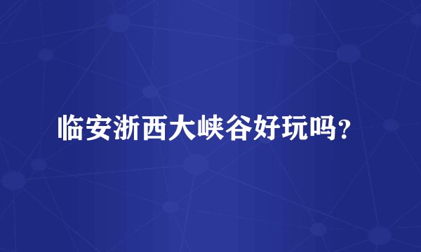临安浙西大峡谷好玩吗?