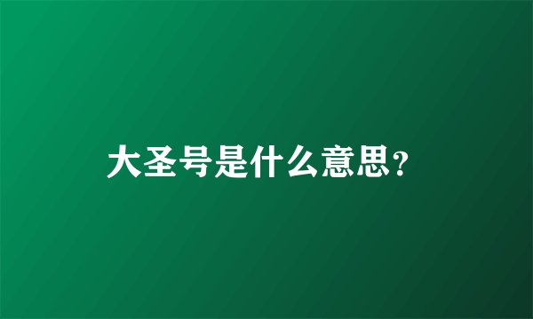 大圣号是什么意思？