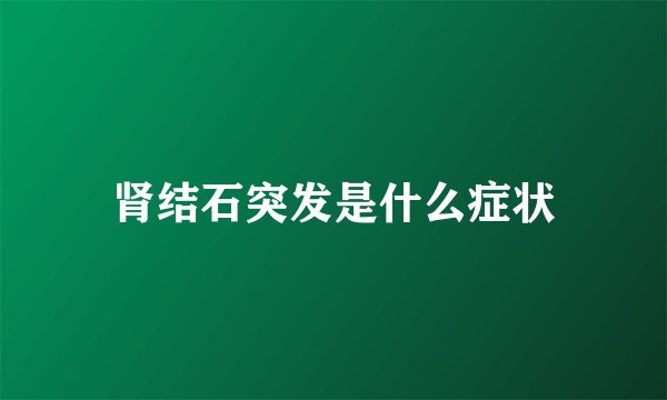 肾结石突发是什么症状