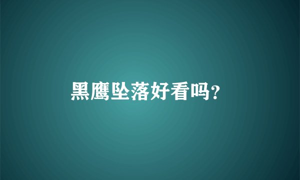 黑鹰坠落好看吗？