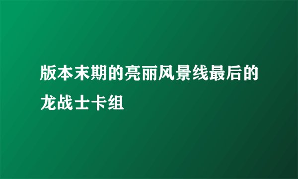 版本末期的亮丽风景线最后的龙战士卡组