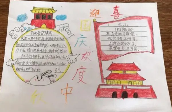 庆国庆迎中秋内容怎么写 手抄报