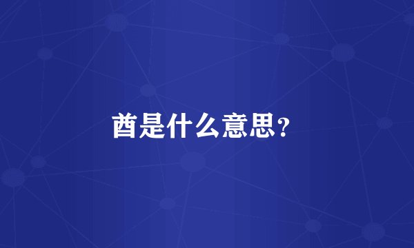 酋是什么意思？