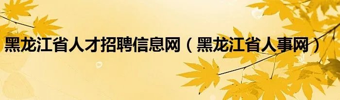 黑龙江省人才招聘信息网(黑龙江省人事网)