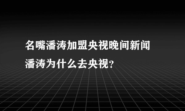 名嘴潘涛加盟央视晚间新闻 潘涛为什么去央视？