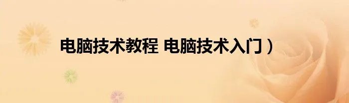 电脑技术教程 电脑技术入门）