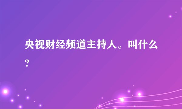 央视财经频道主持人。叫什么？