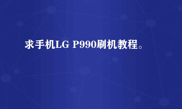 求手机LG P990刷机教程。