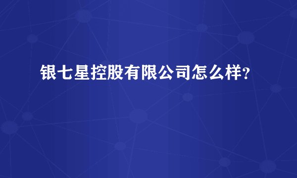 银七星控股有限公司怎么样?