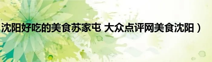 沈阳好吃的美食苏家屯 大众点评网美食沈阳）