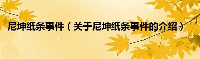 尼坤纸条事件（关于尼坤纸条事件的介绍）