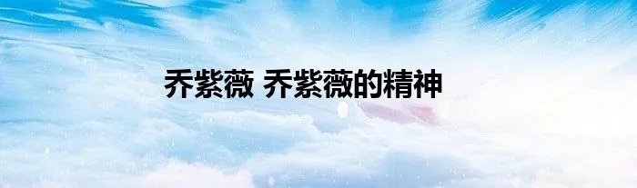 乔紫薇 乔紫薇的精神
