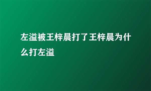 左溢被王梓晨打了王梓晨为什么打左溢