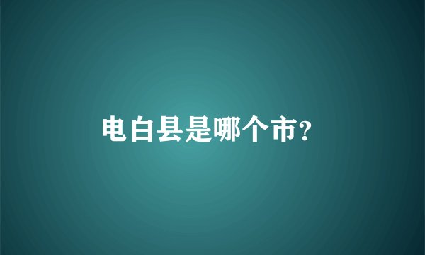 电白县是哪个市?