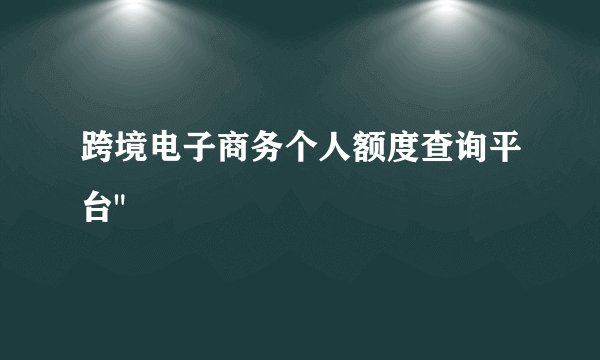 跨境电子商务个人额度查询平台