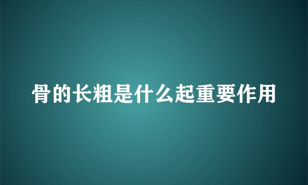 骨的长粗是什么起重要作用