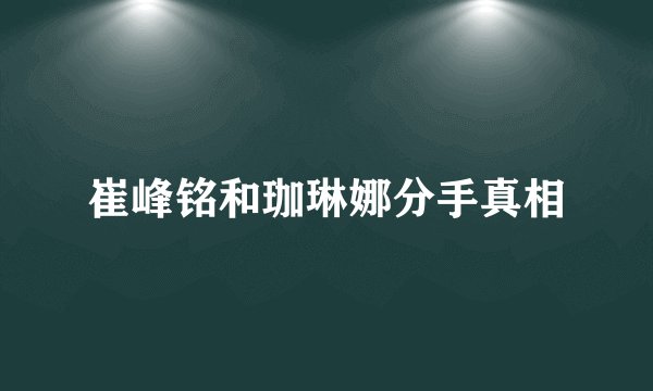 崔峰铭和珈琳娜分手真相