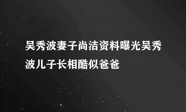吴秀波妻子尚洁资料曝光吴秀波儿子长相酷似爸爸