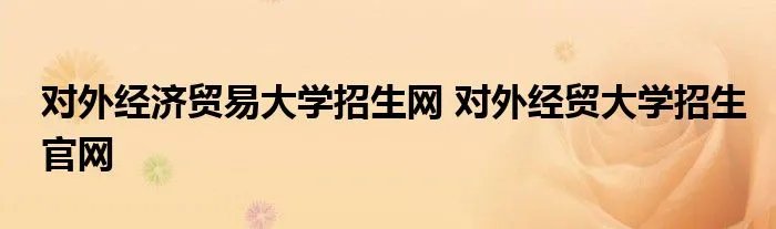 对外经济贸易大学招生网 对外经贸大学招生官网