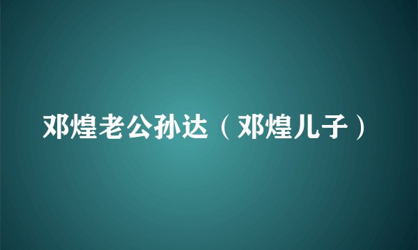 邓煌老公孙达（邓煌儿子）