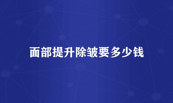 面部提升除皱要多少钱