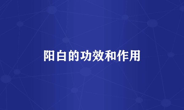 阳白的功效和作用