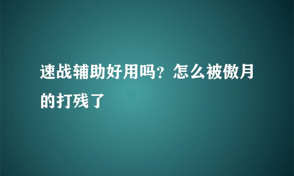 速战辅助好用吗？怎么被傲月的打残了